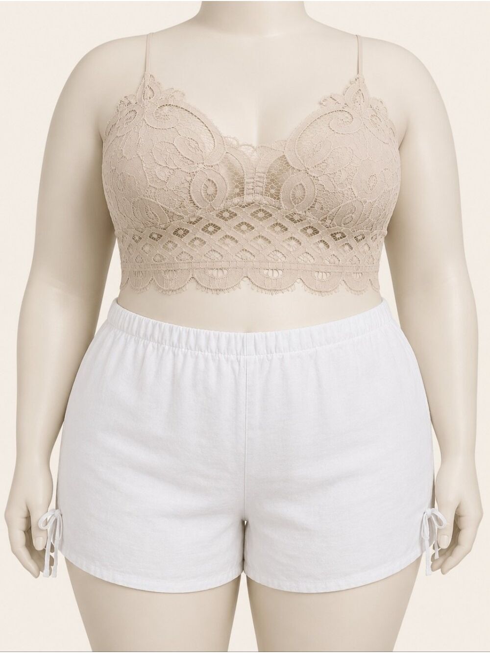 Hollister Linen Blend Side Bow Shorts NWT XXL White Coastal Resort Pockets